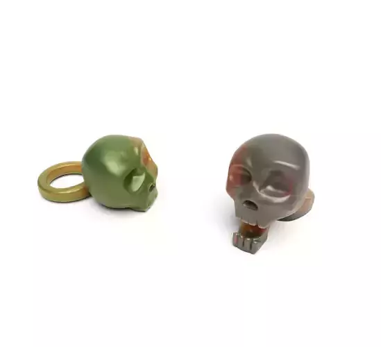 Articulated skull ring and key chain 3D print model