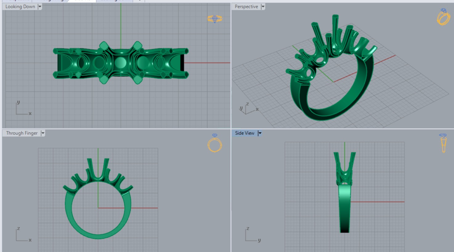 Classic 5 Diamond Engagement Ring Model sr0011 3D print model_17