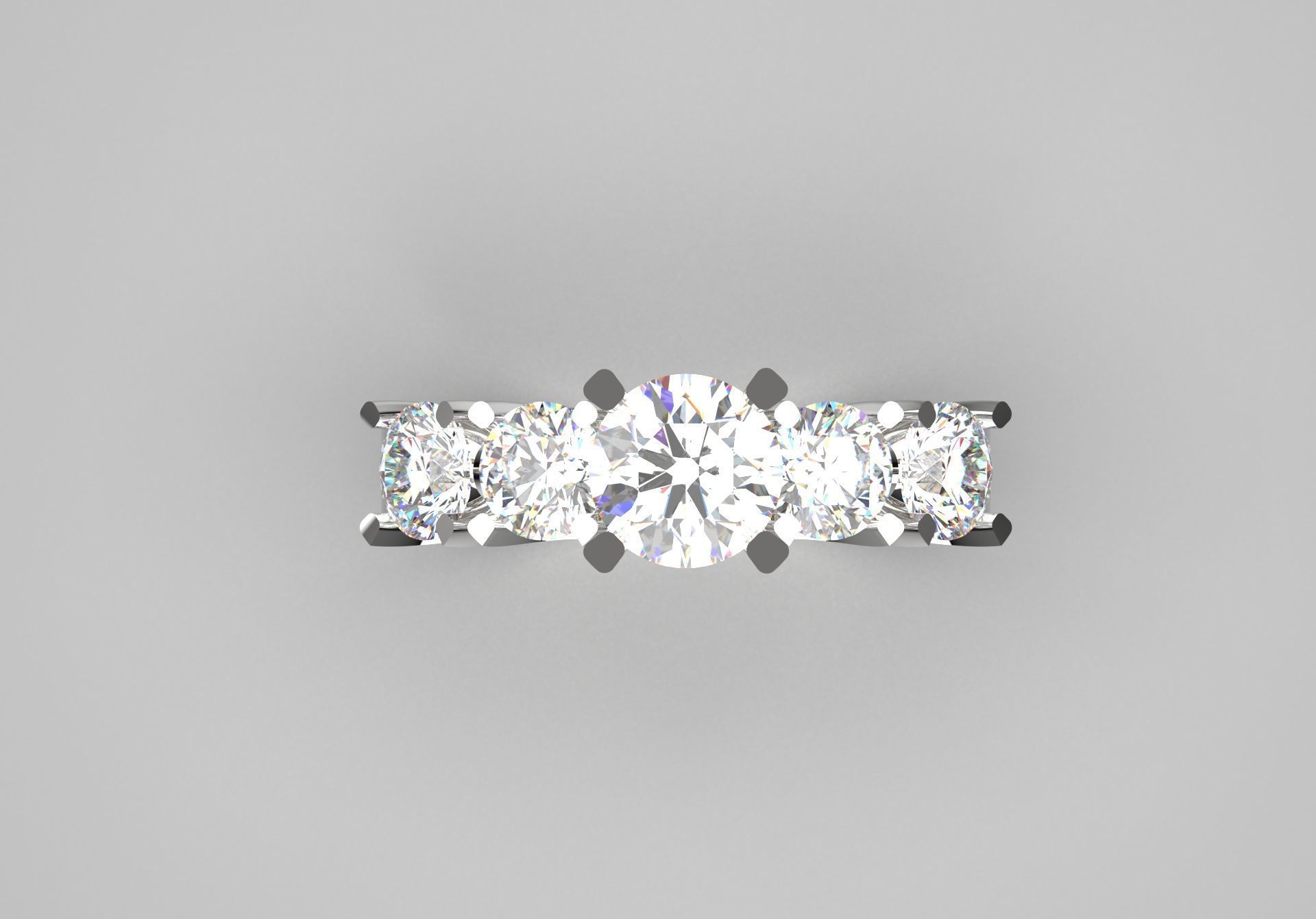 Classic 5 Diamond Engagement Ring Model sr0011 3D print model_1