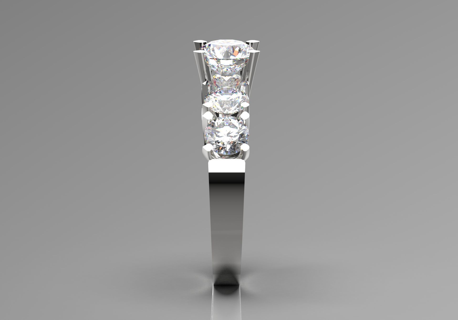 Classic 5 Diamond Engagement Ring Model sr0011 3D print model_2