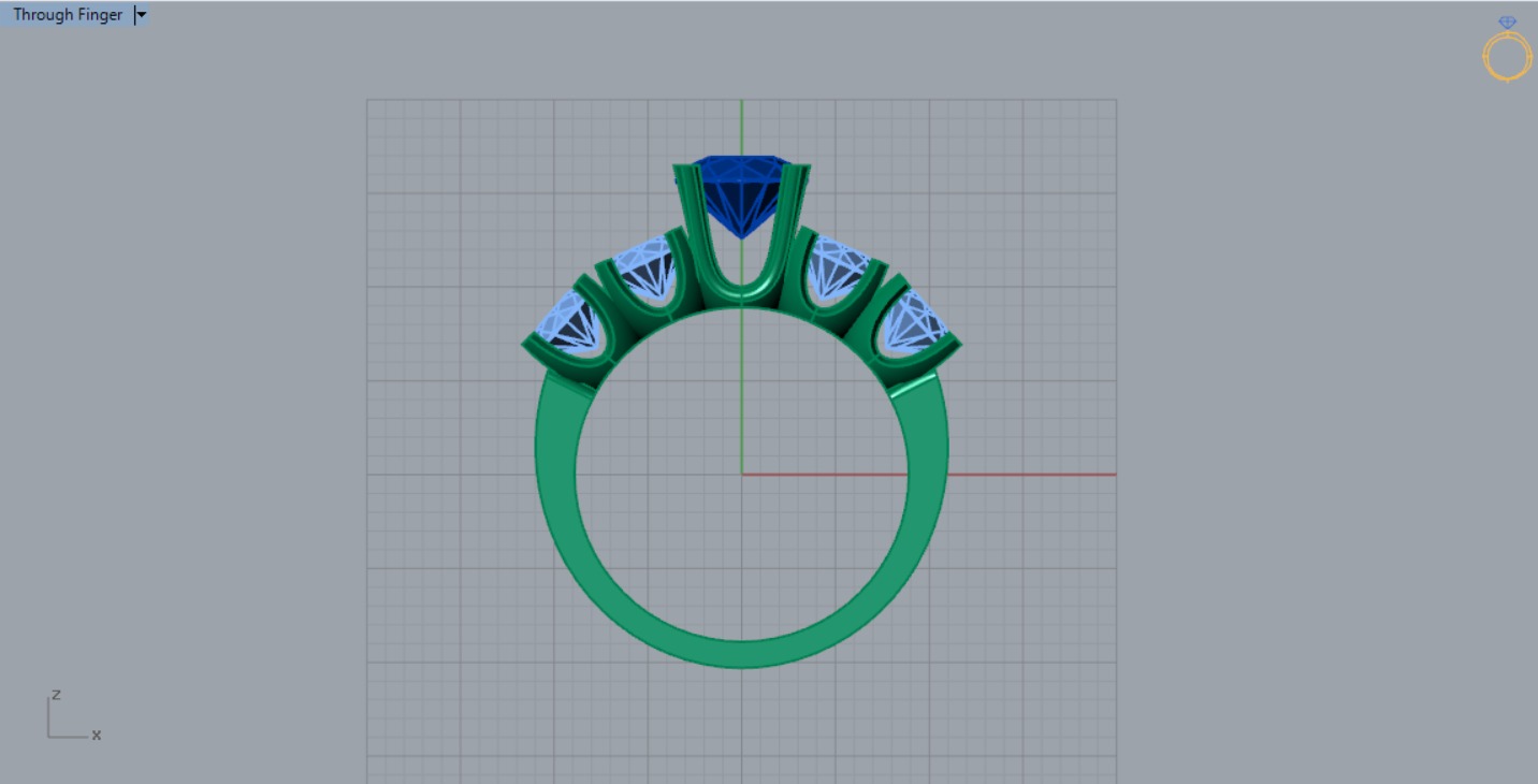 Classic 5 Diamond Engagement Ring Model sr0011 3D print model_8
