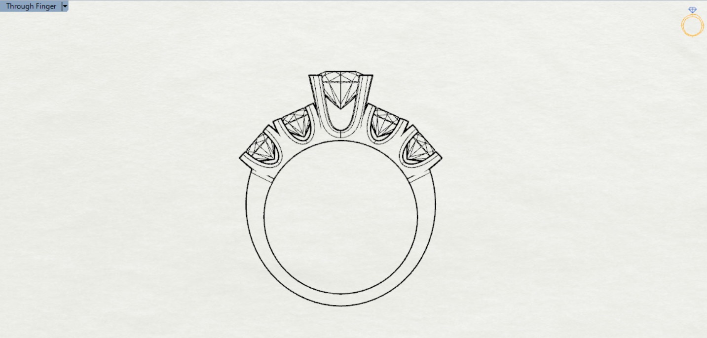 Classic 5 Diamond Engagement Ring Model sr0011 3D print model_12