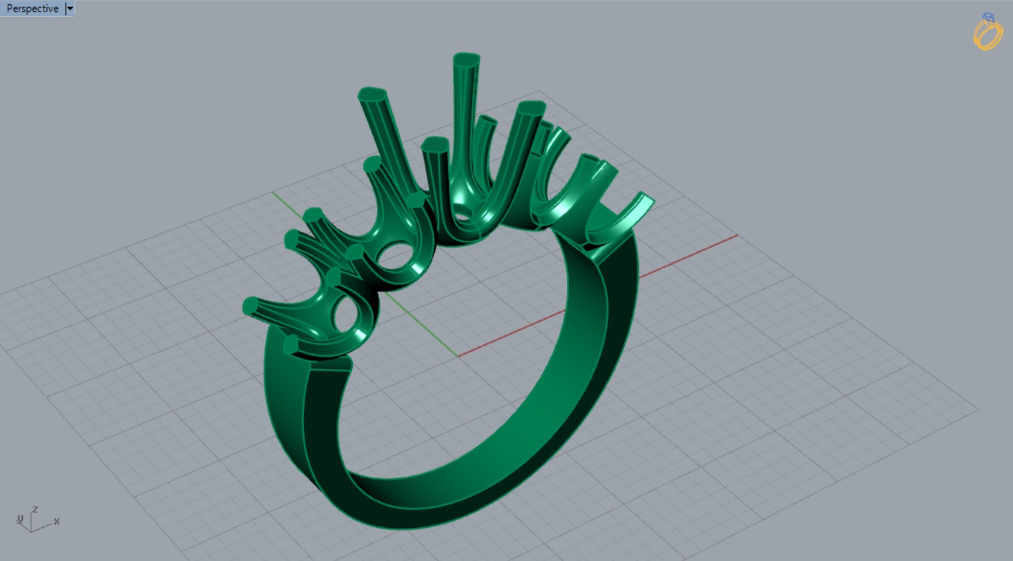 Classic 5 Diamond Engagement Ring Model sr0011 3D print model_13