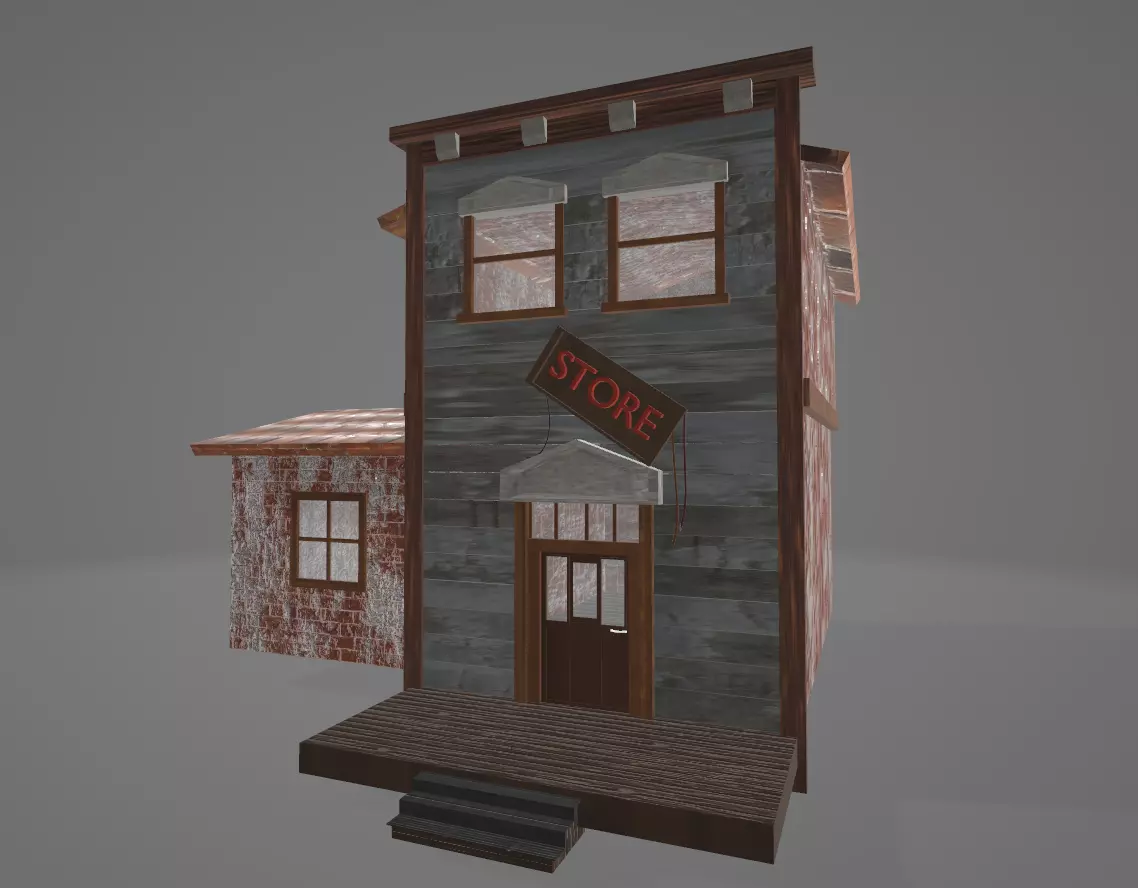 An abandoned shop 3D print model_0
