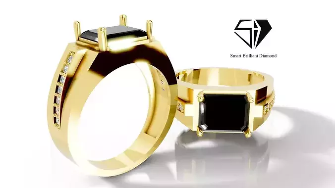 Luxury Black Onyx Mens Ring 3D Jewelry CAD STL Casting mr0045