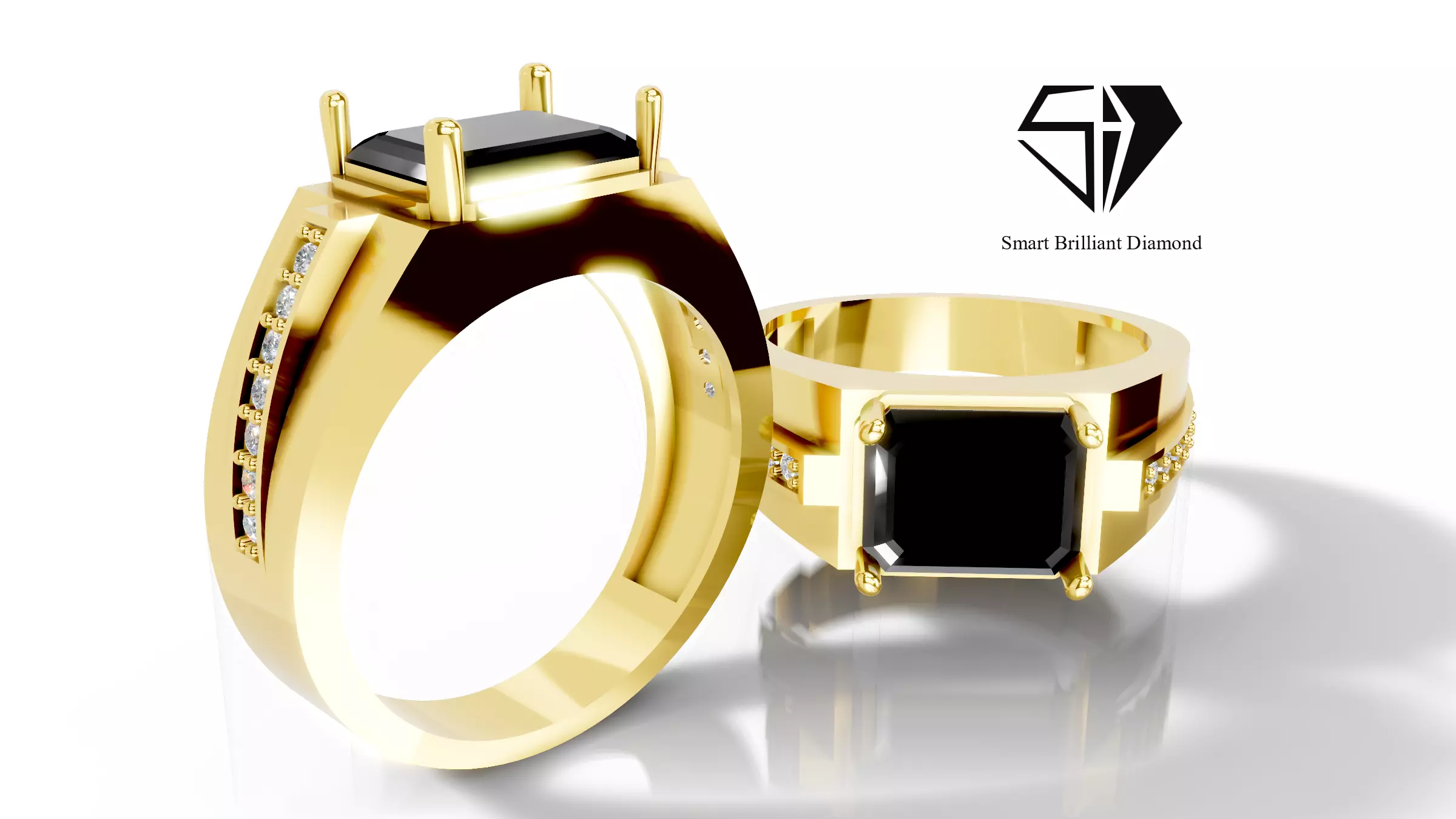 Luxury Black Onyx Mens Ring 3D Jewelry CAD STL Casting mr0045 3D print model