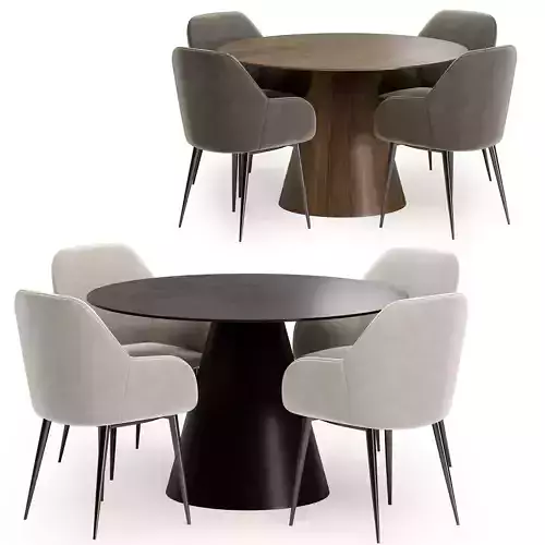 konna chair with black round table 3D model