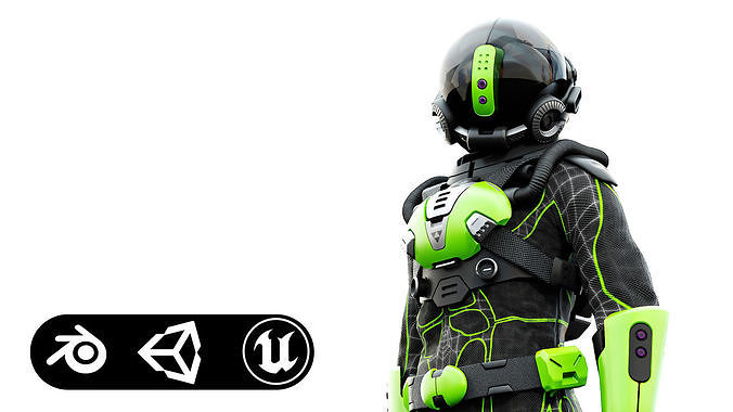 CYBER ASTRONAUT-C  Rigged for Unreal Engine - Unity - MIXAMO 3D model