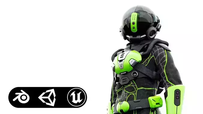 CYBER ASTRONAUT-C  Rigged for Unreal Engine - Unity - MIXAMO 3D model