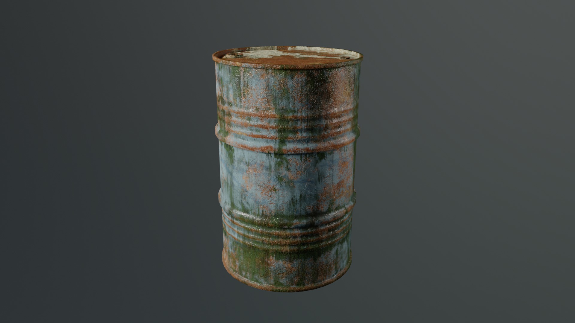 Old Rusty Oil Barrel Low-poly 3D model_4