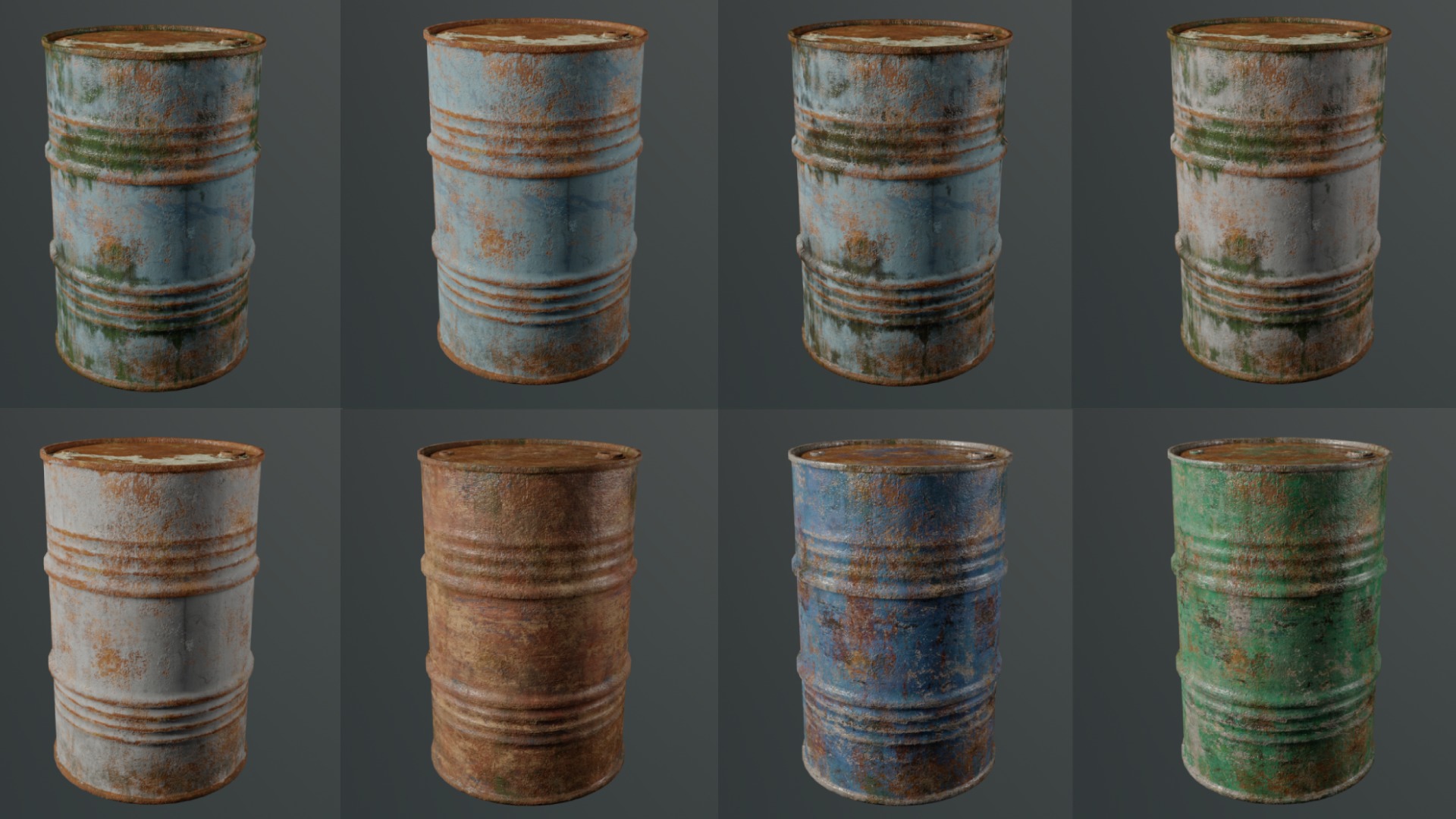 Old Rusty Oil Barrel Low-poly 3D model_2