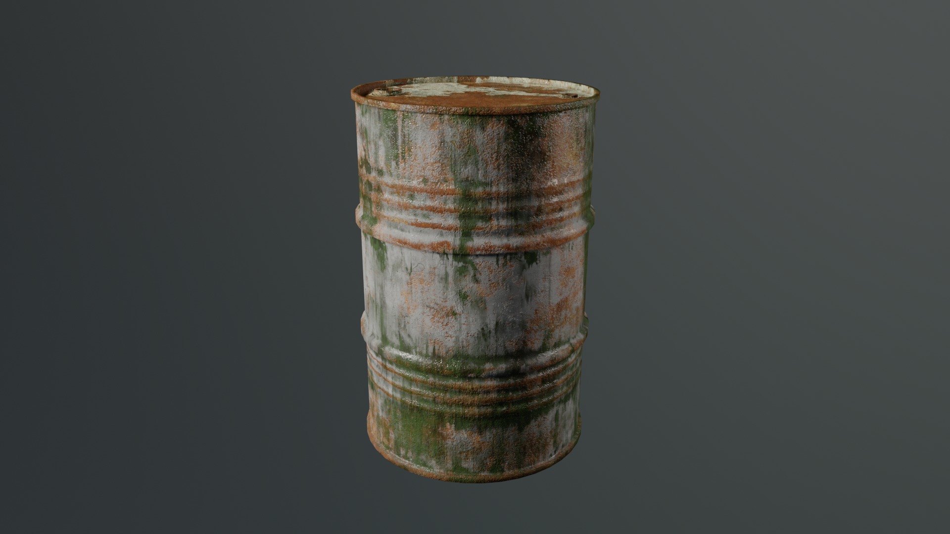 Old Rusty Oil Barrel Low-poly 3D model_7