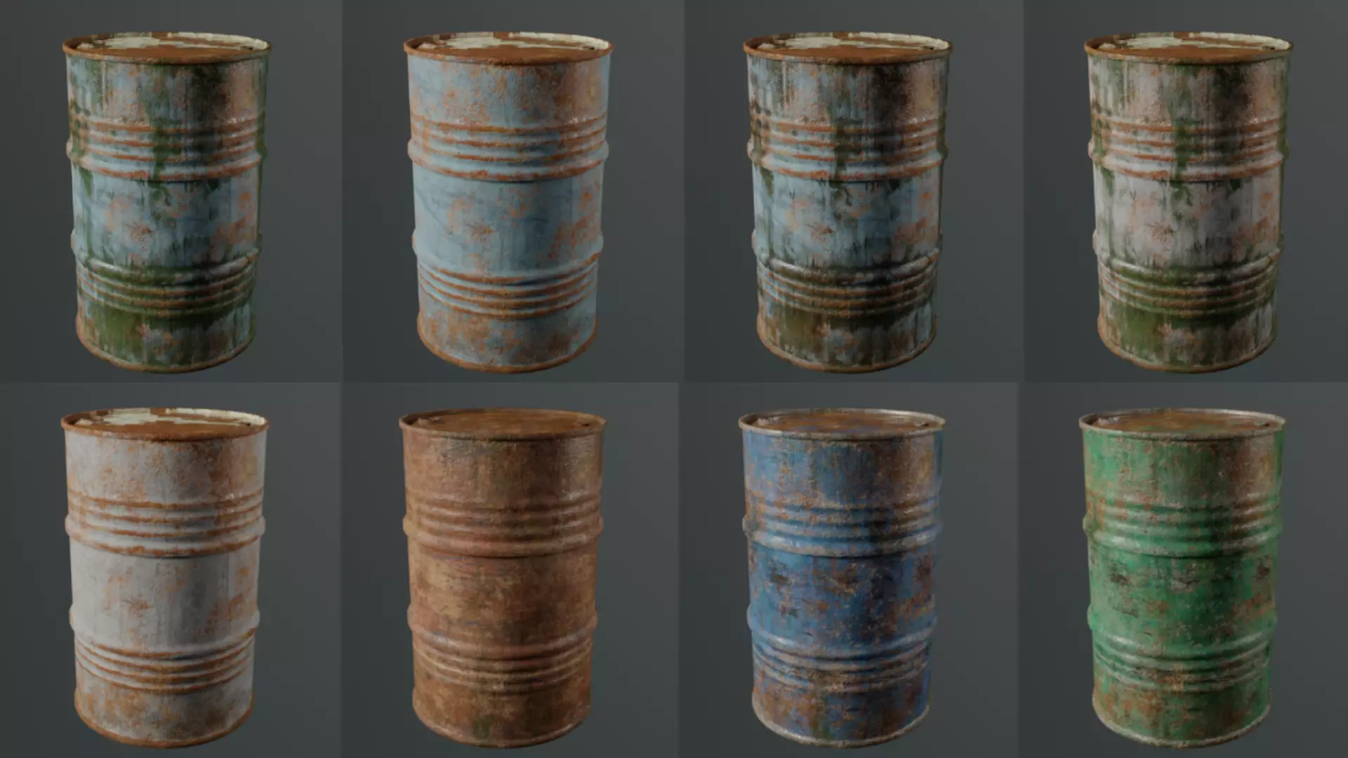 Old Rusty Oil Barrel Low-poly 3D model_0