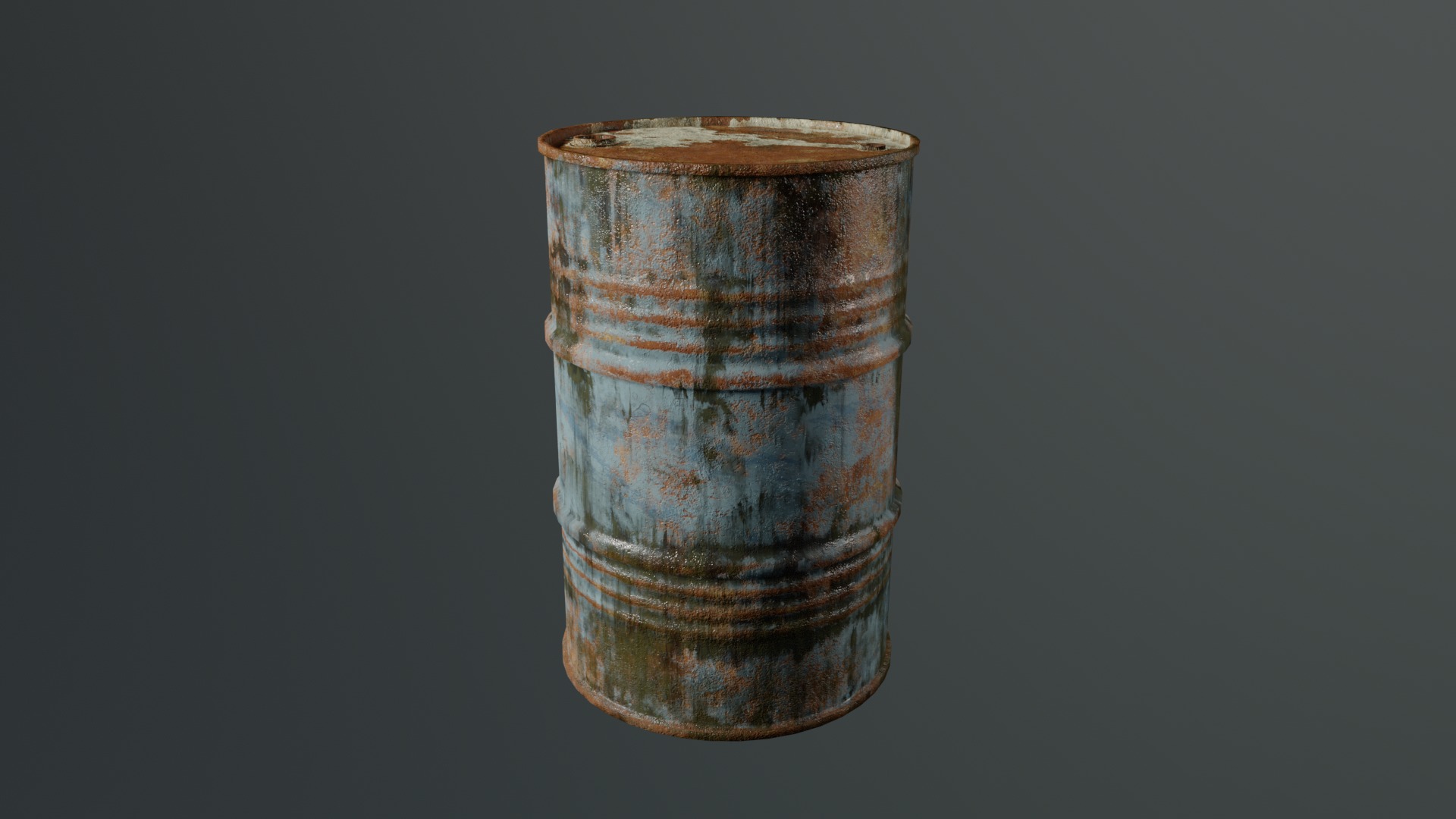 Old Rusty Oil Barrel Low-poly 3D model_6