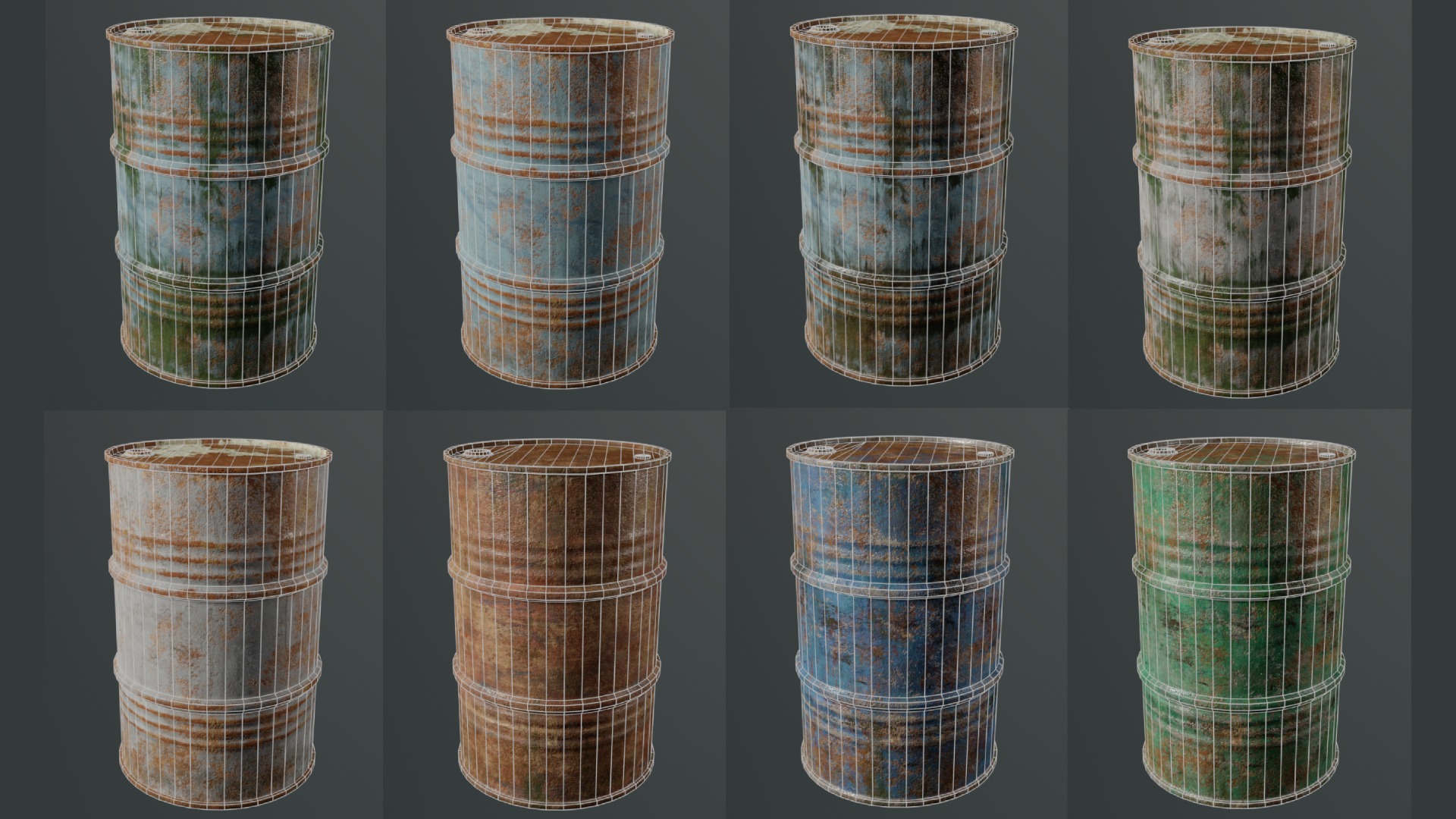 Old Rusty Oil Barrel Low-poly 3D model_3