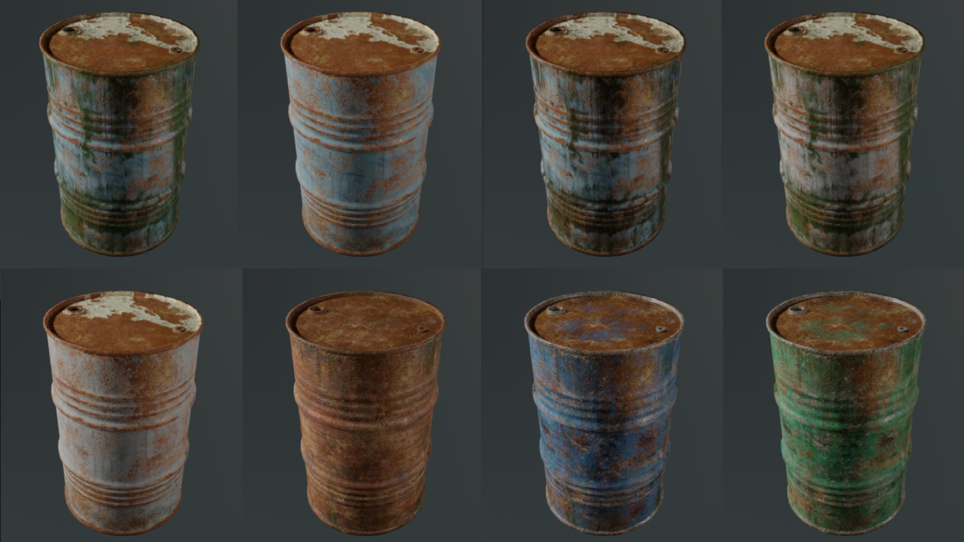 Old Rusty Oil Barrel Low-poly 3D model_1