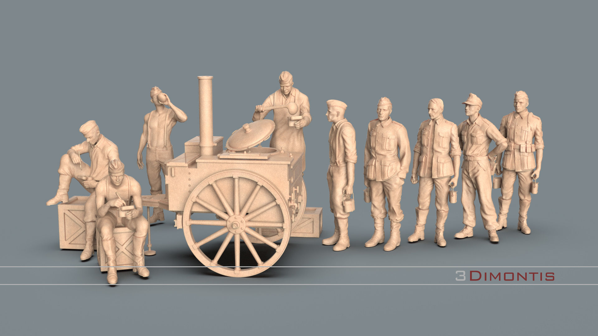 field kitchen and german soldiers 3D print model_110