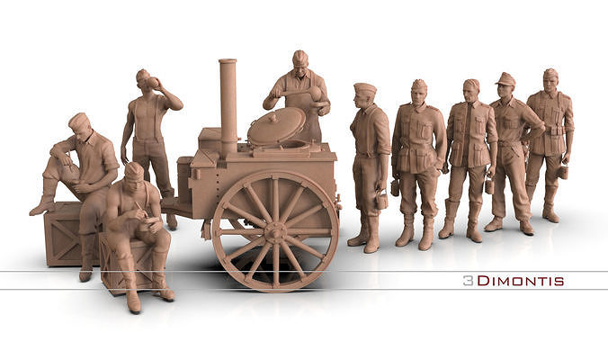 field kitchen and german soldiers 3D print model 3