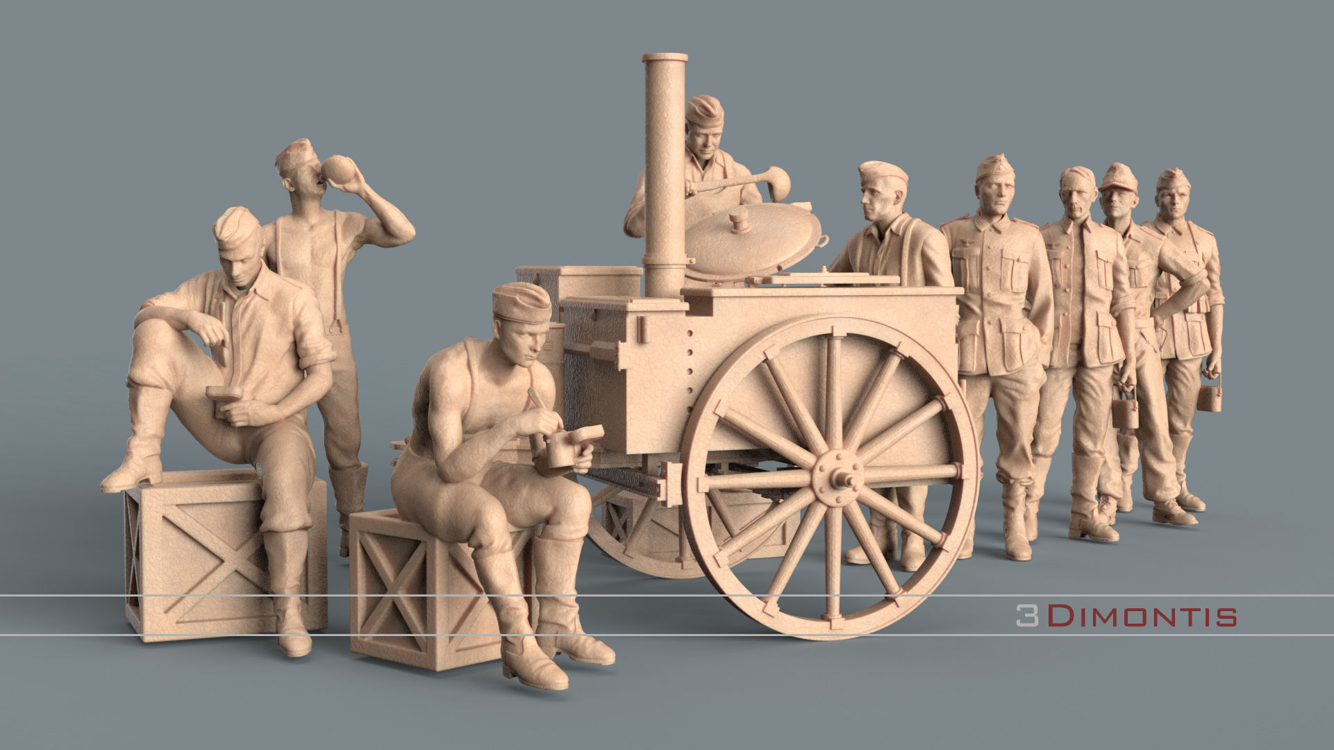 field kitchen and german soldiers 3D print model_107