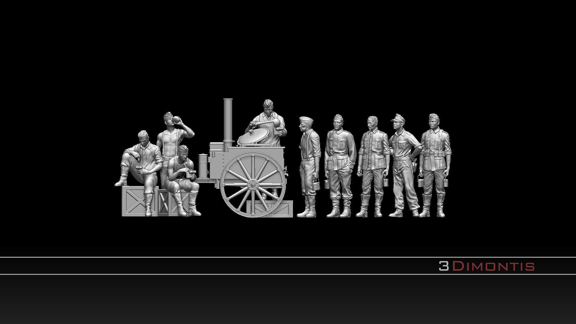 field kitchen and german soldiers 3D print model_40