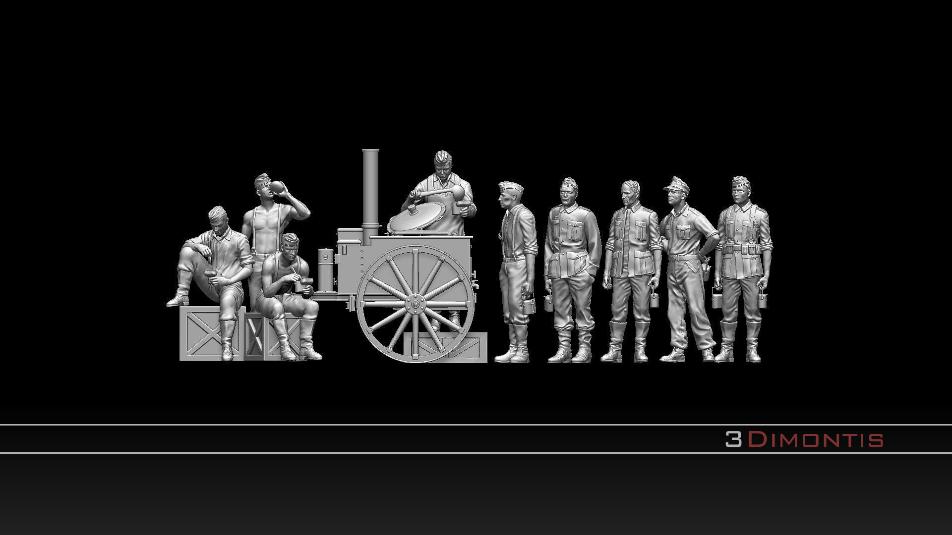 field kitchen and german soldiers 3D print model_3