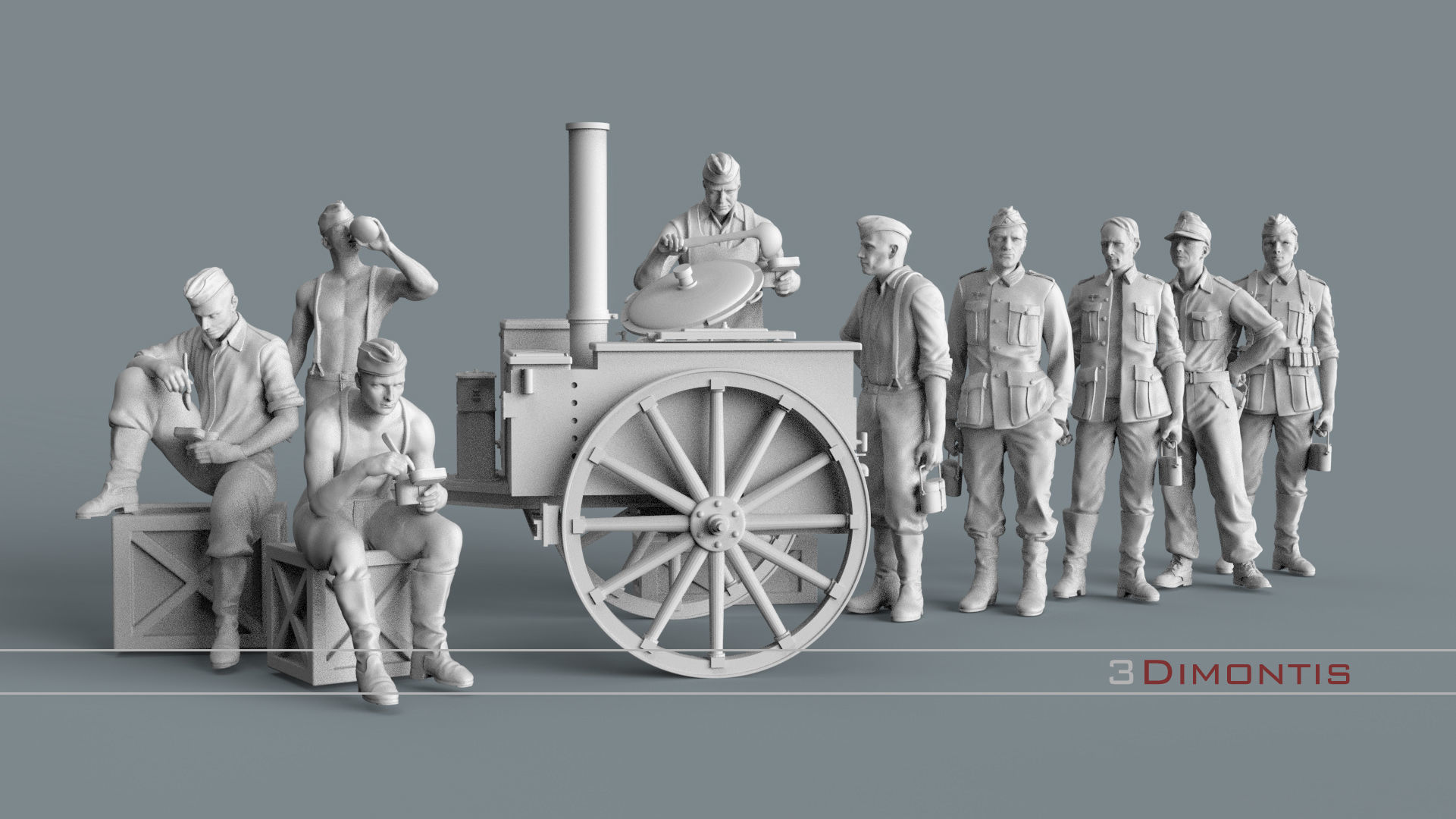 field kitchen and german soldiers 3D print model_49
