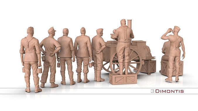 field kitchen and german soldiers 3D print model 5
