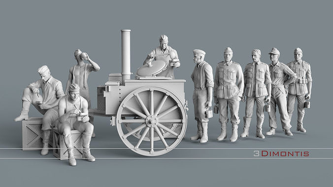 field kitchen and german soldiers 3D print model 6