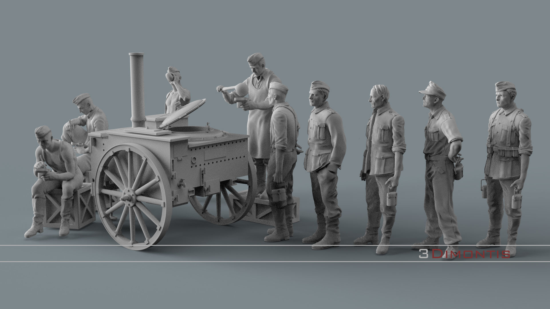 field kitchen and german soldiers 3D print model_10