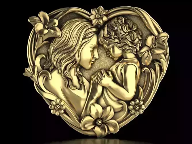 Mother and child love pendant 3D print model