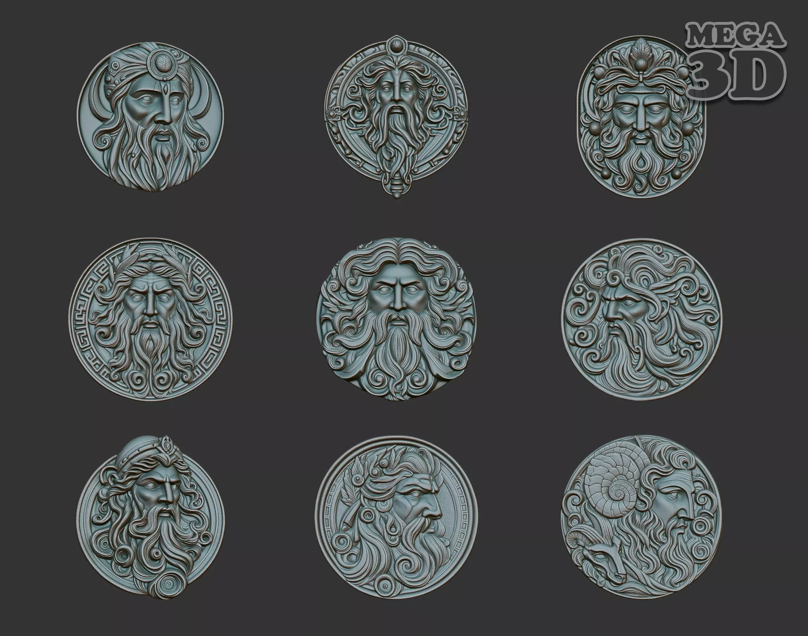 Roman Shaman basrelief Pack 241010 3D Model Collection_0