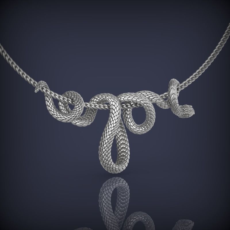 Snake Necklace Pendant Jewelry 3d print model 3D print model 3D print model_2