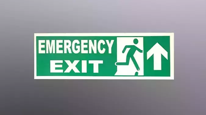 Emergency Exit Sticker Low-poly 3D model