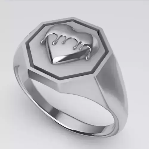 MELTED HEART SIGNET RING