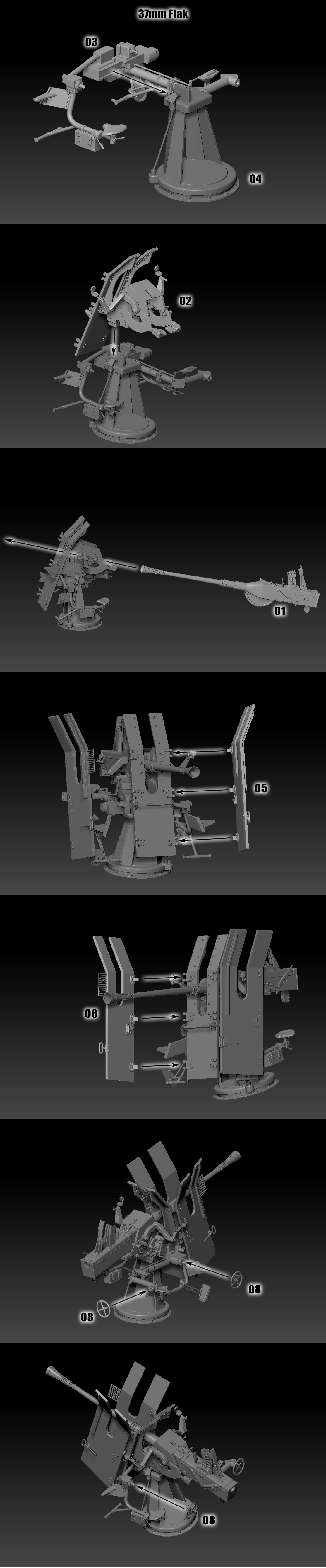 35 scale German 37mm AA Flak WW2 for 3D print 3D print model_4