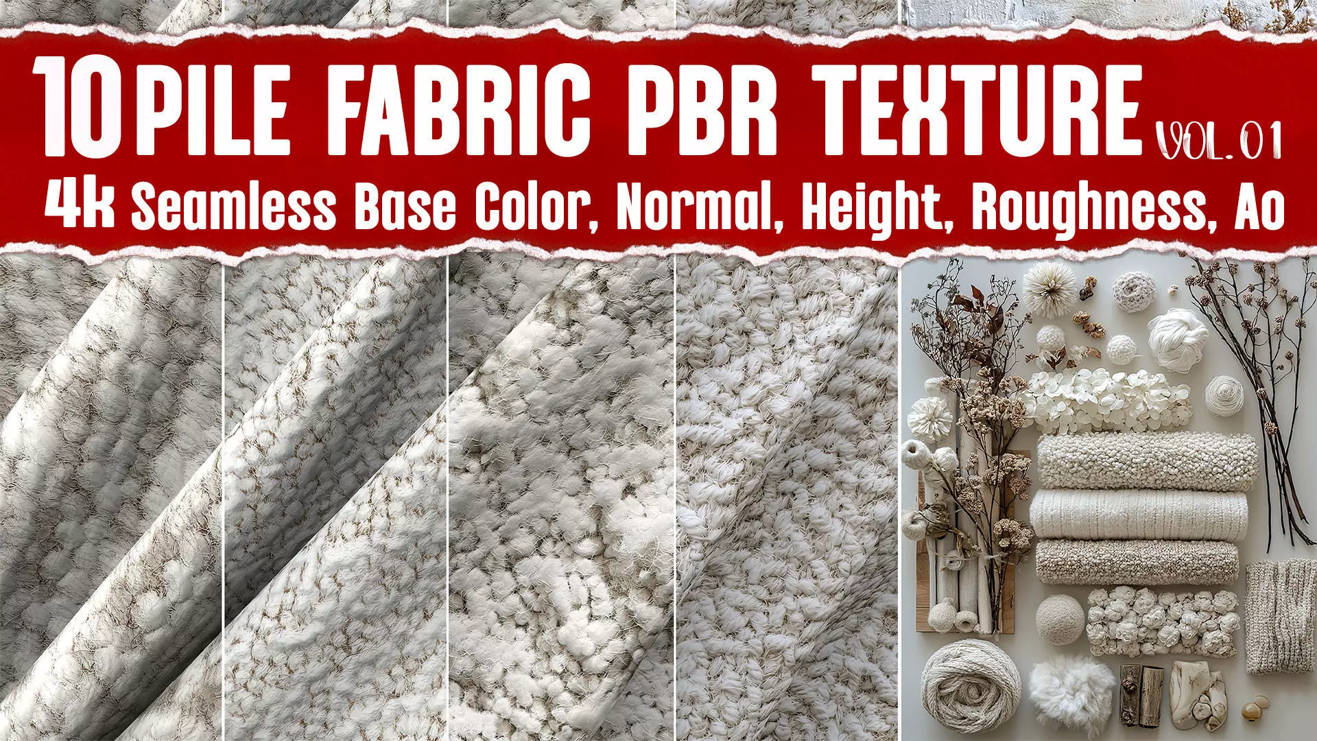 Pile Fabric VOL01 4K Seamless PNG PBR Textures Texture