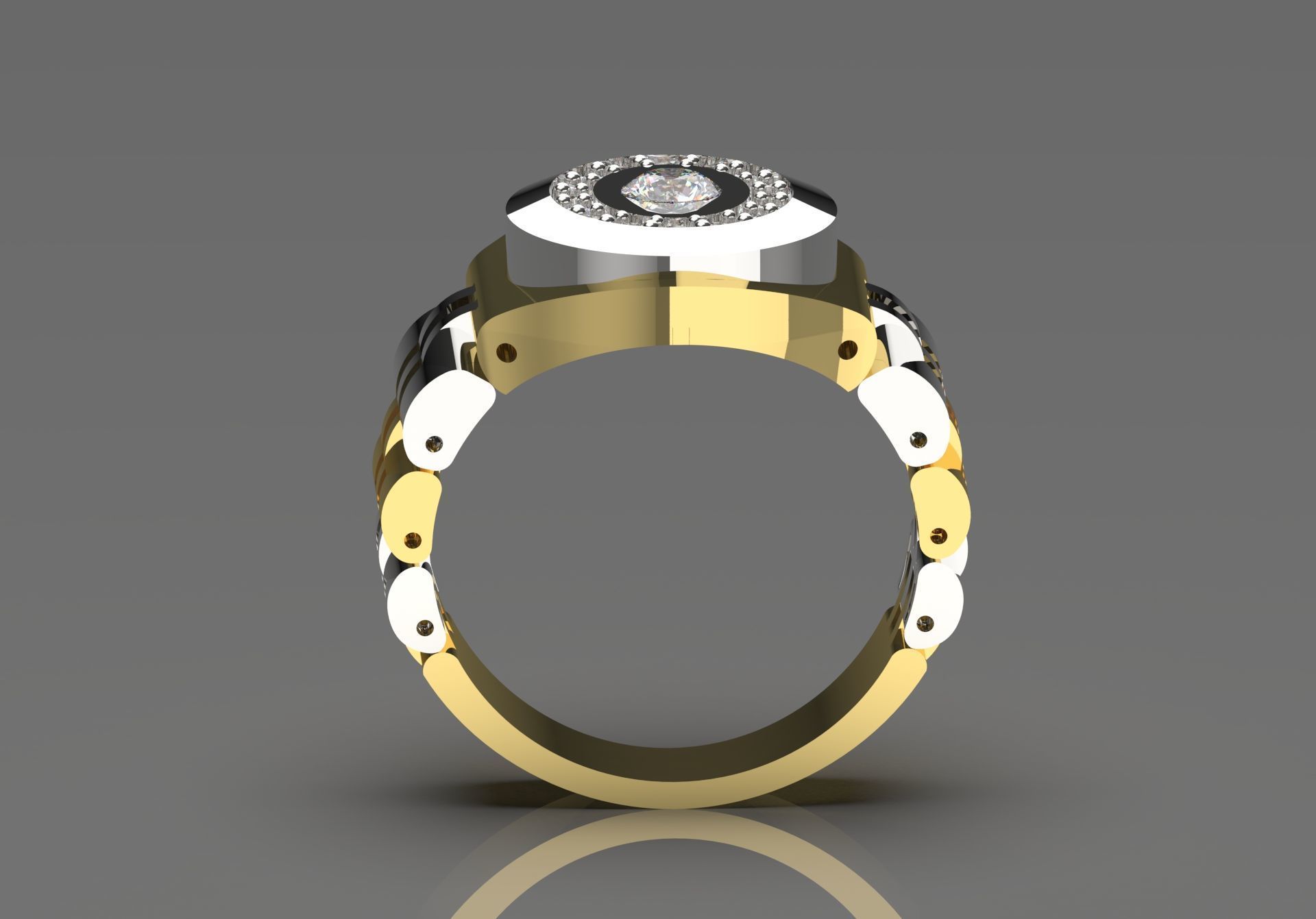 Luxury man Rolex design diamond ring model ror0014 3D print model_3