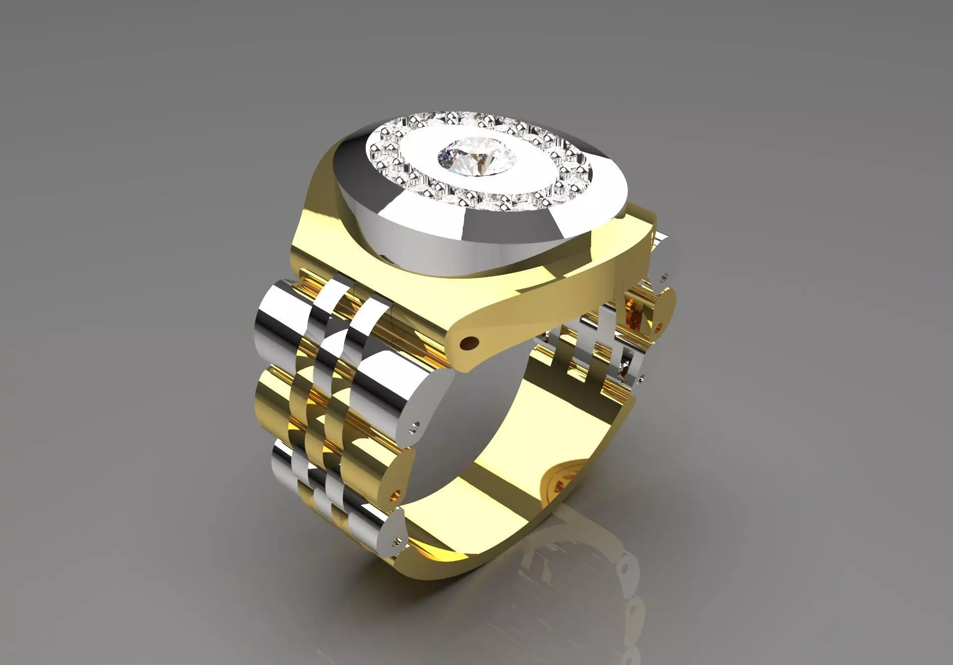 Luxury man Rolex design diamond ring model ror0014 3D print model_0