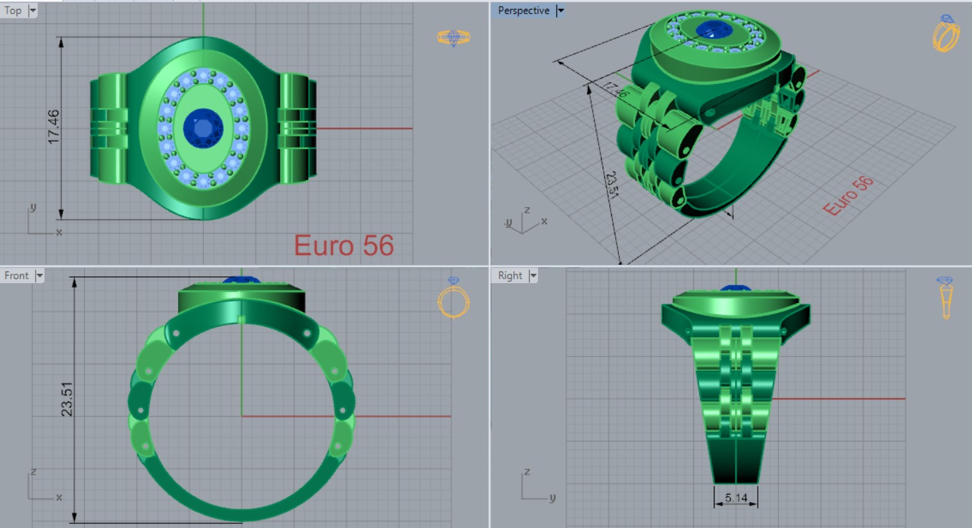 Luxury man Rolex design diamond ring model ror0014 3D print model_5
