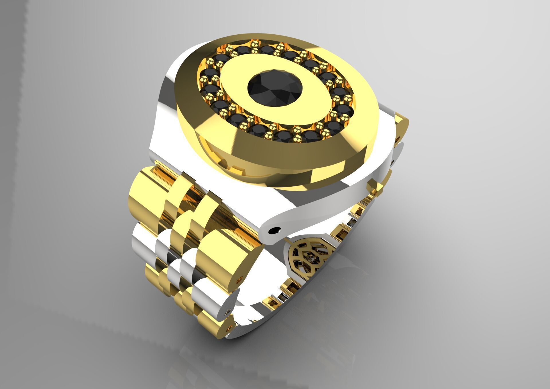 Luxury man Rolex design diamond ring model ror0014 3D print model_18