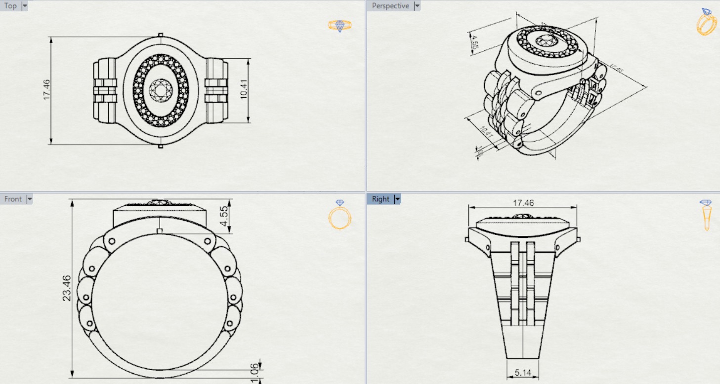 Luxury man Rolex design diamond ring model ror0014 3D print model_16