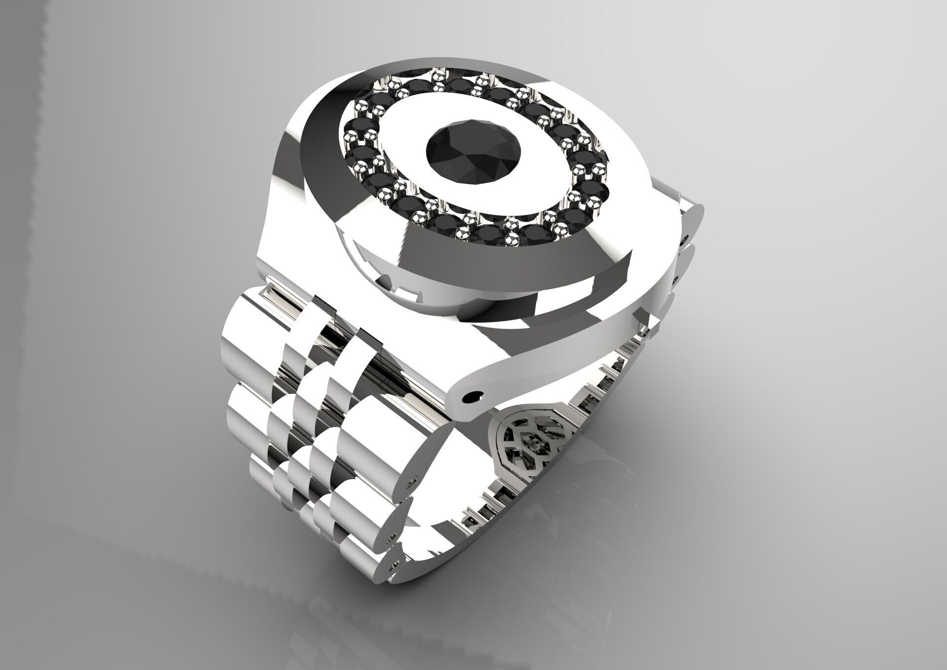 Luxury man Rolex design diamond ring model ror0014 3D print model_17