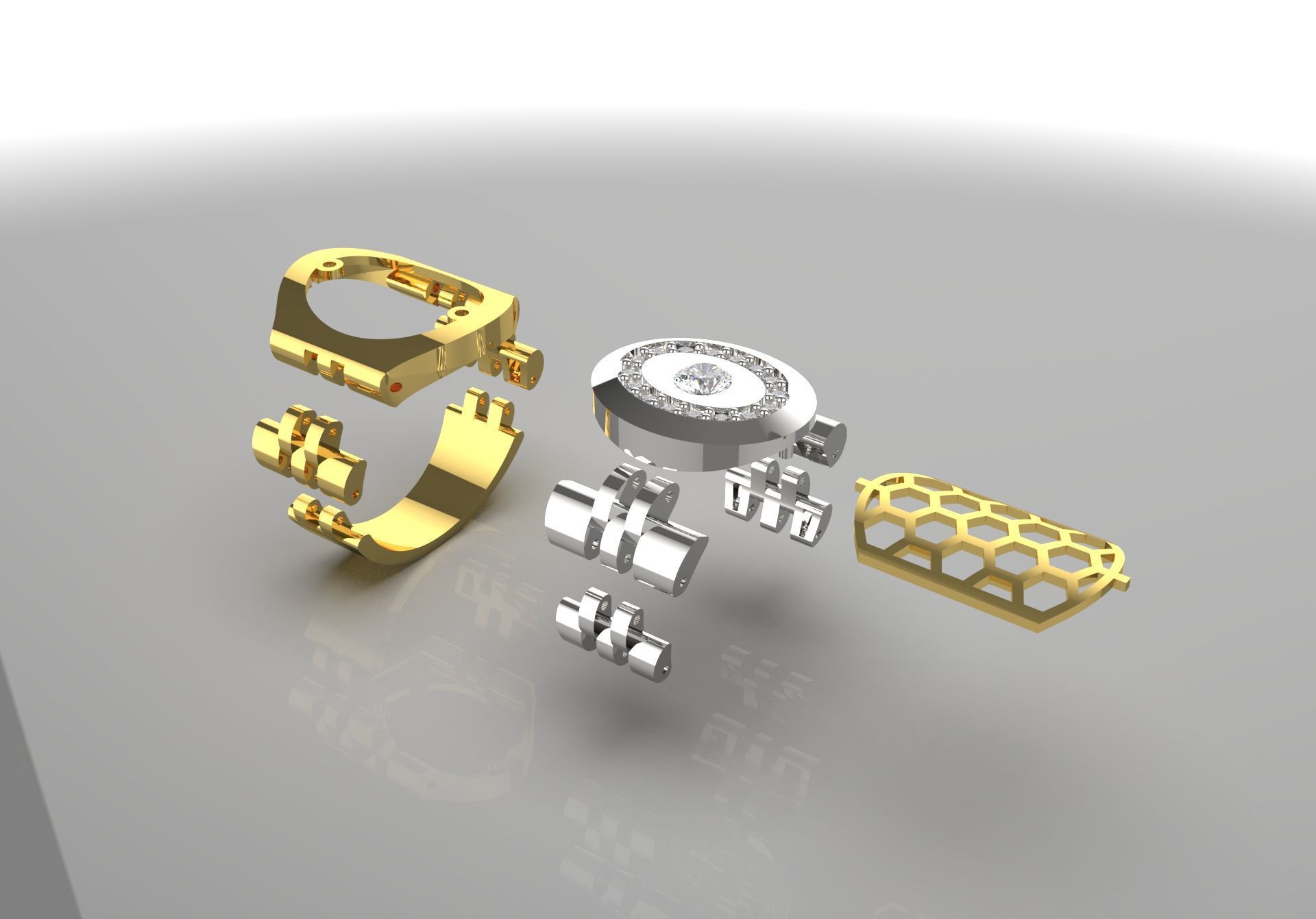 Luxury man Rolex design diamond ring model ror0014 3D print model_7