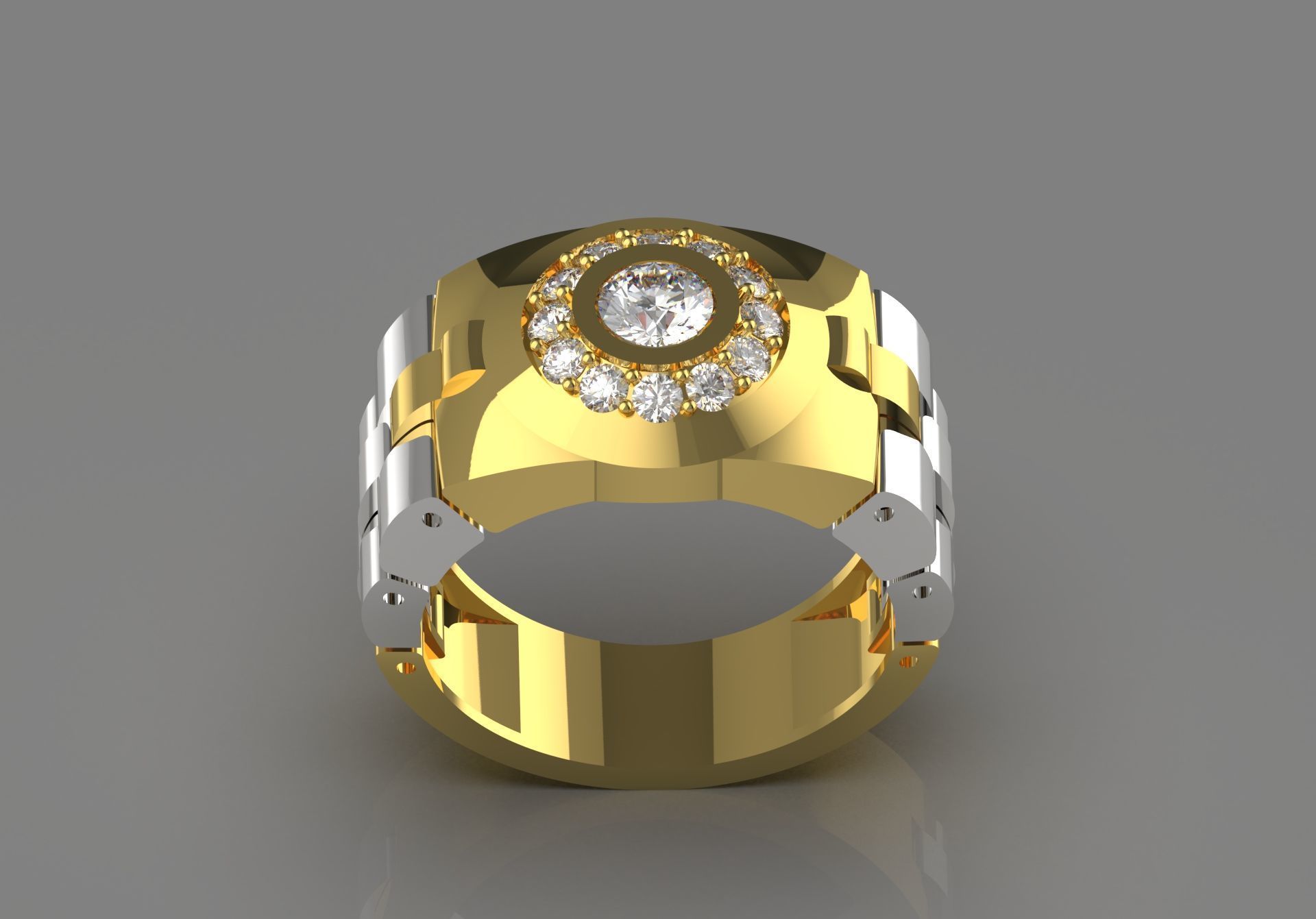 Luxury man Rolex design diamond ring model ror0015 3D print model_1
