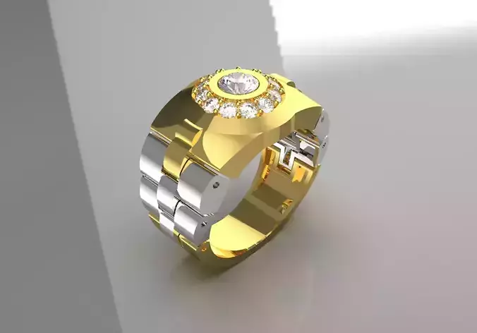 Luxury man Rolex design diamond ring model ror0015 3D print model