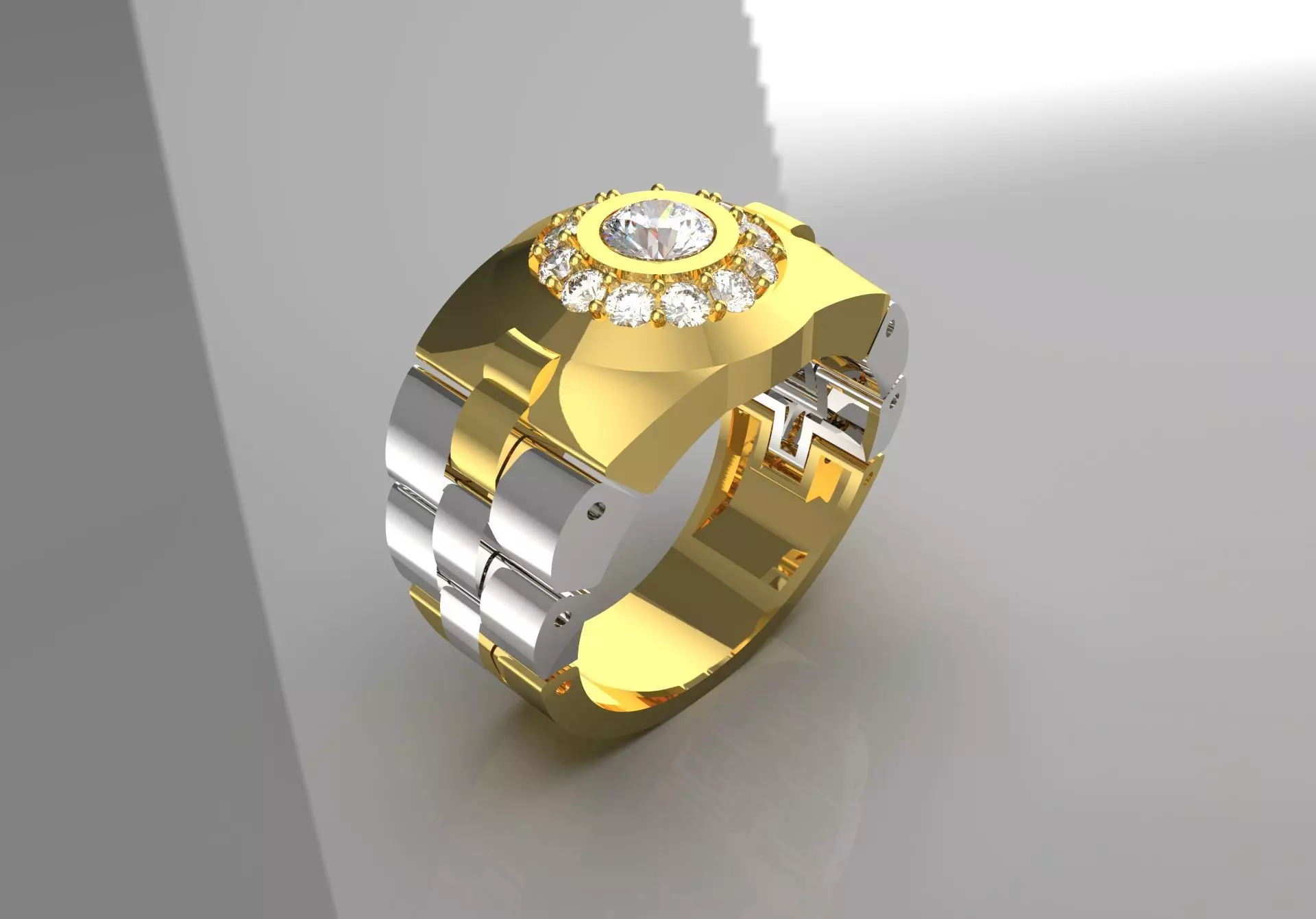 Luxury man Rolex design diamond ring model ror0015 3D print model_0
