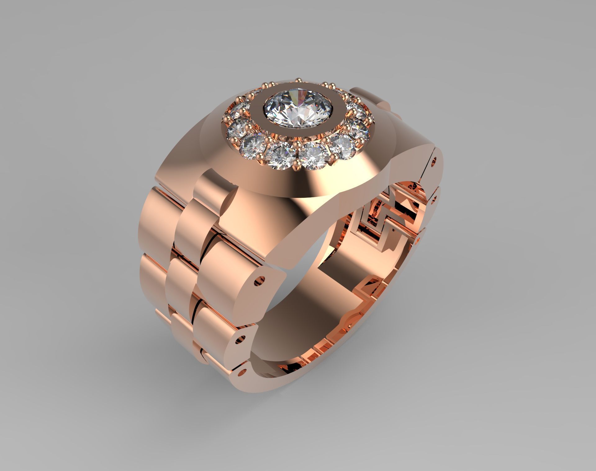 Luxury man Rolex design diamond ring model ror0015 3D print model_21