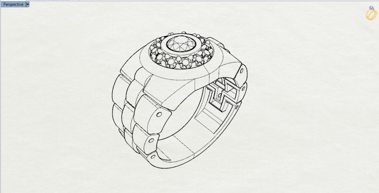 Luxury man Rolex design diamond ring model ror0015 3D print model_7