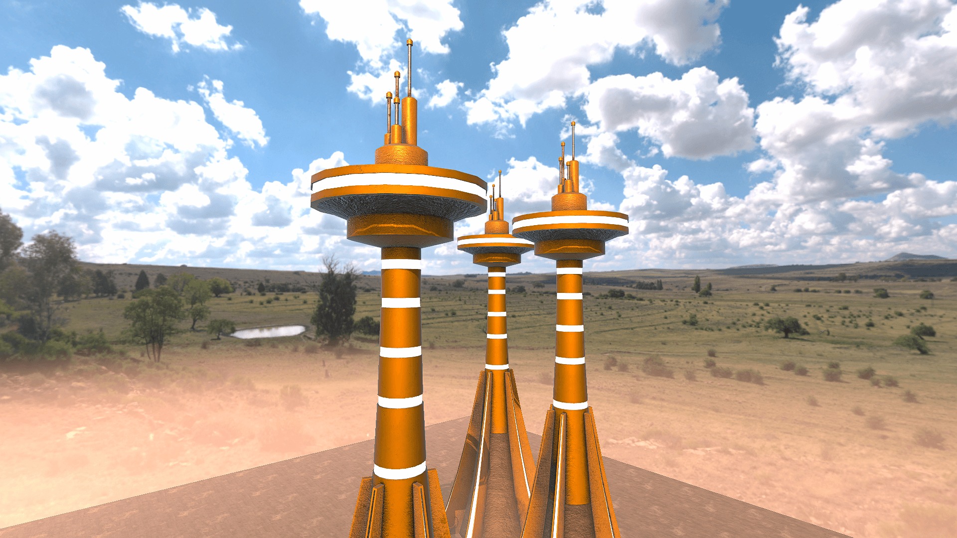 SciFi Desert Tower Low-poly 3D model_1