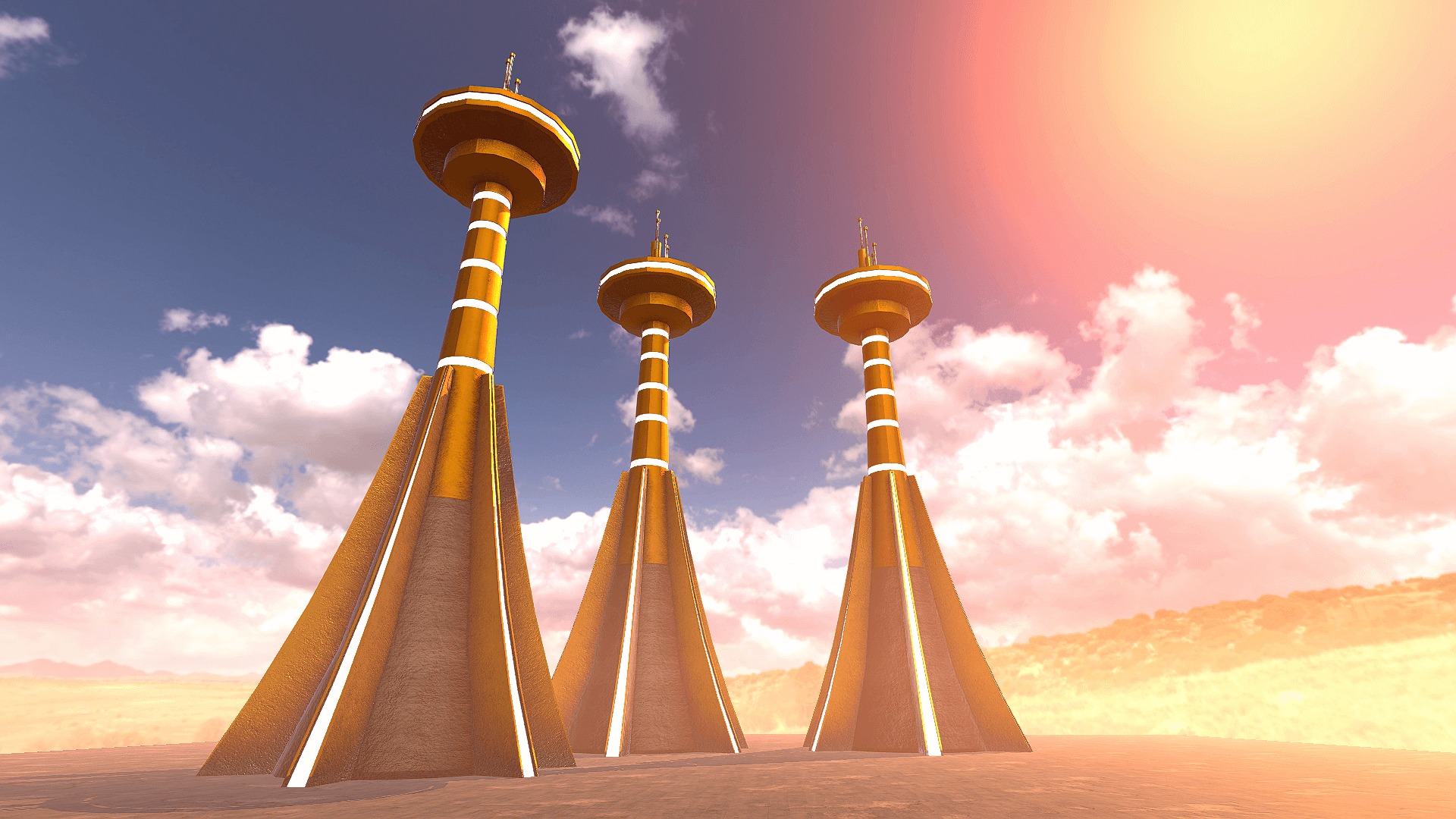 SciFi Desert Tower Low-poly 3D model_2